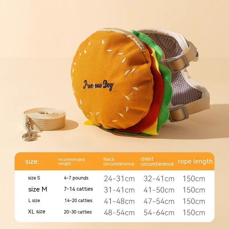 KFX-4058301 Cute Burger and Fries Drawstring Backpack with Hand Rope for Dogs