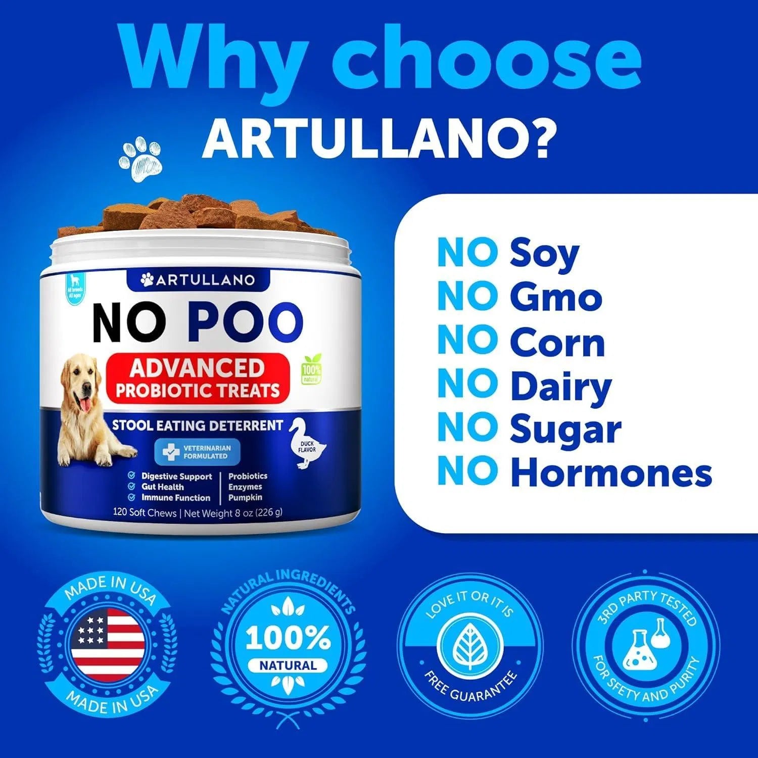 KFX-4058557 Dog Stool Eating Deterrent Chews with Probiotics and Enzymes for Healthy Gut Support
