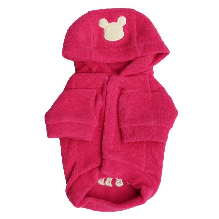 KFX-4059069 Hooded Fleece Cartoon Pet T-Shirt for Winter in Blue, Black, or Rose Red