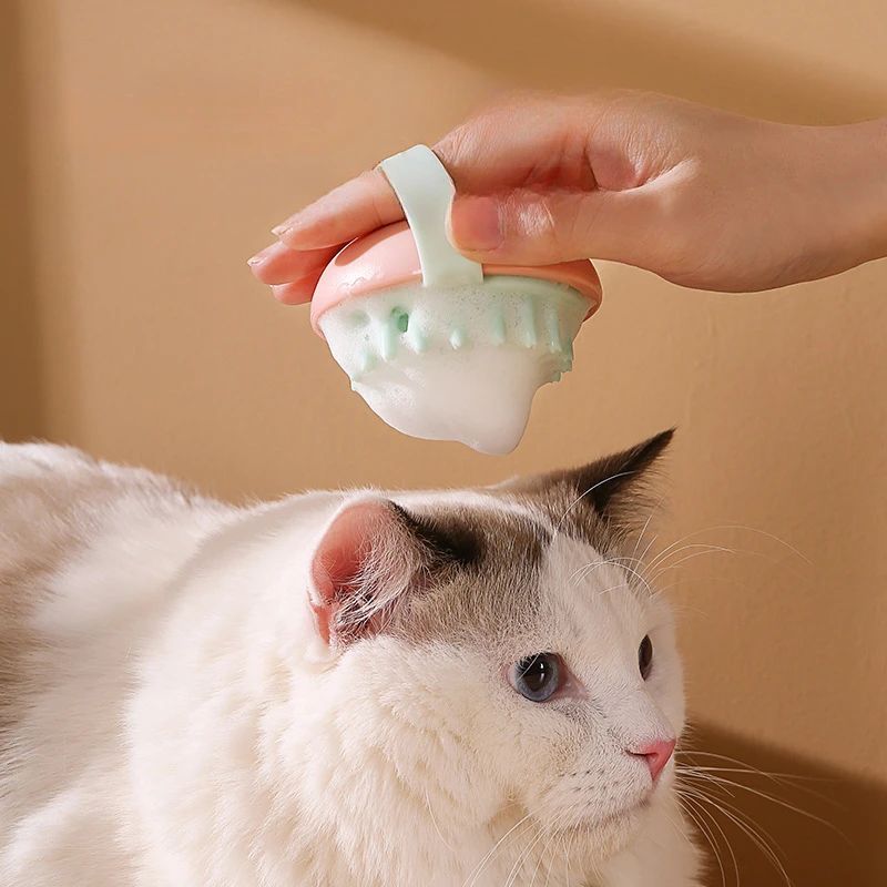 KFX-4060349 Silicone Massage Bath Brush for Cats and Dogs - Wet and Dry Pet Cleaning Tool