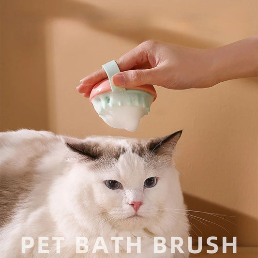 KFX-4060349 Silicone Massage Bath Brush for Cats and Dogs - Wet and Dry Pet Cleaning Tool