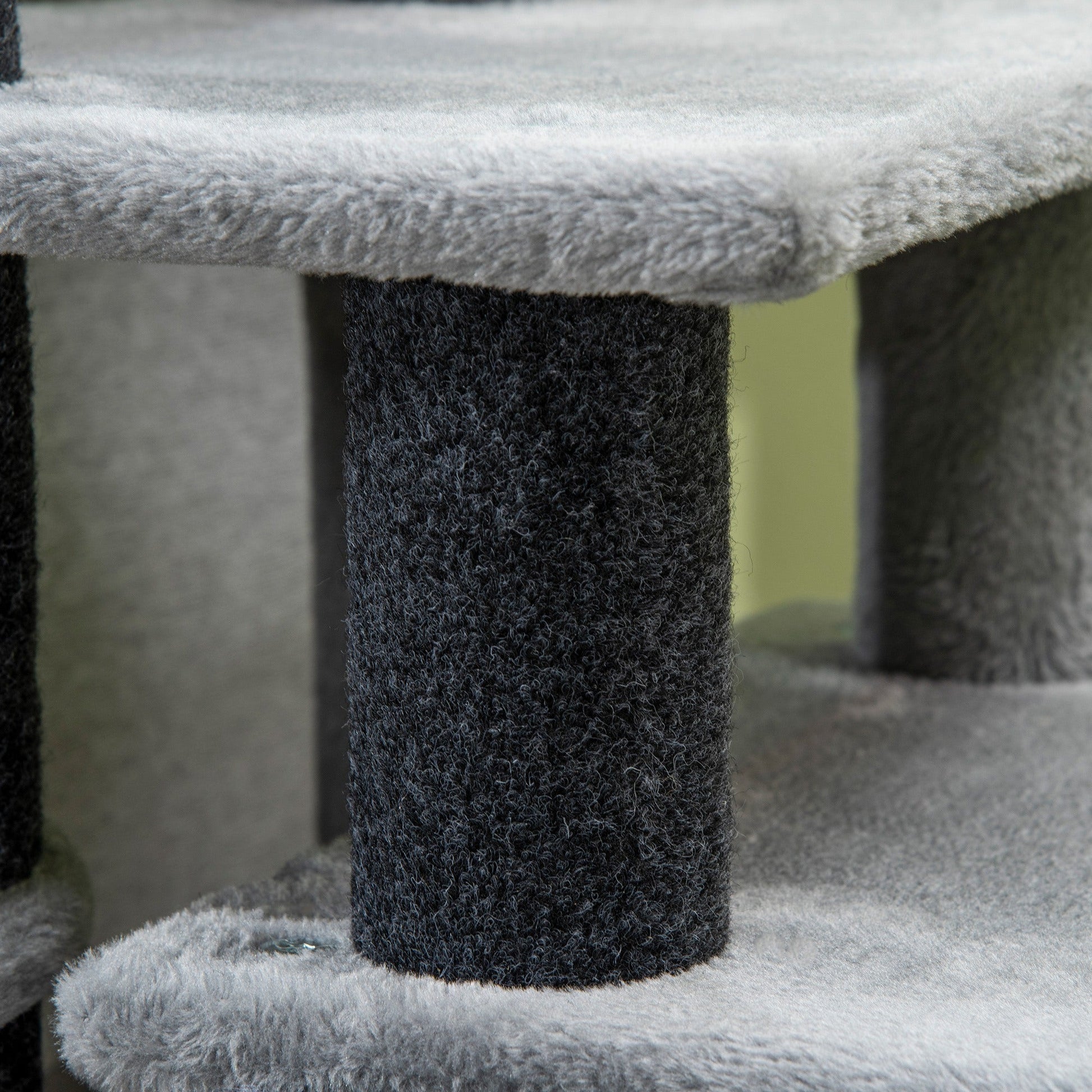 KFX-4061757 Adjustable 3/4 Step Cat Stairs with Scratching Post, Condo, and Toy Ball for Easy Access to Beds and Sofas