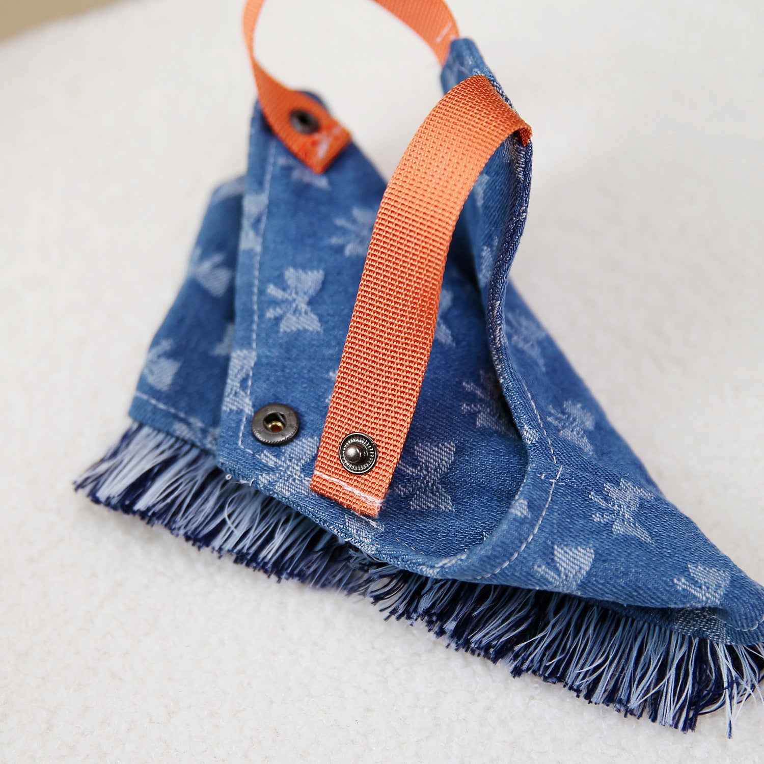 KFX-4064061 Light Blue and Dark Orange Cotton Full Bottom Bow Denim Vest for Pets