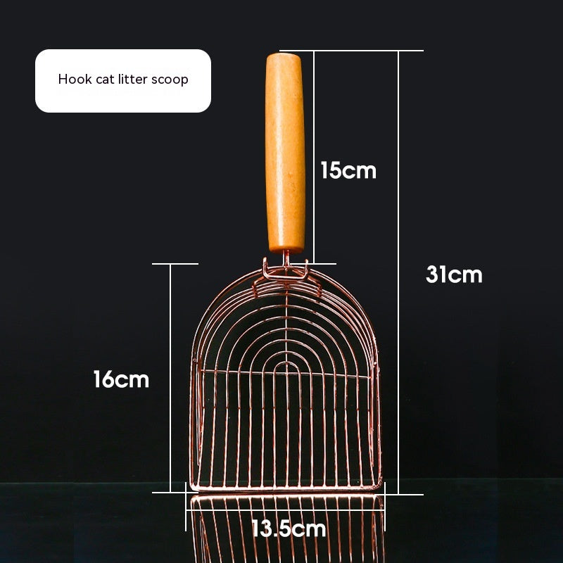 KFX-4064445 Rose Gold Metal Cat Litter Scoop with Wooden Handle - 10MM Clearance
