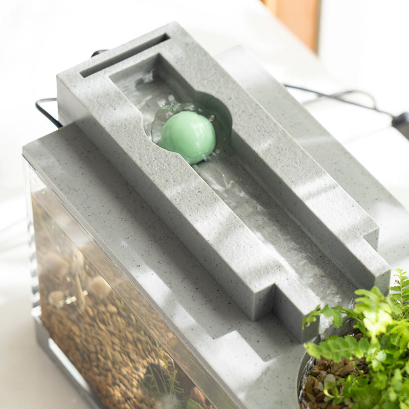 KFX-4067517 Creative Small Fish Tank with Built-in Light and Mute Water Pump