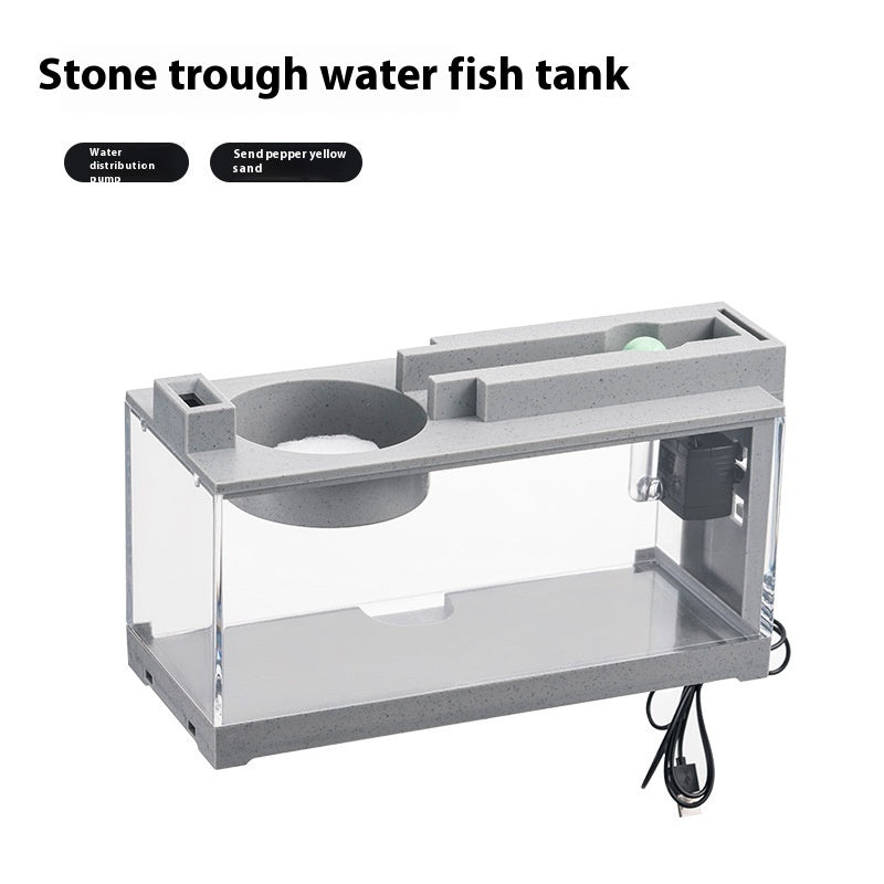 KFX-4067517 Creative Small Fish Tank with Built-in Light and Mute Water Pump