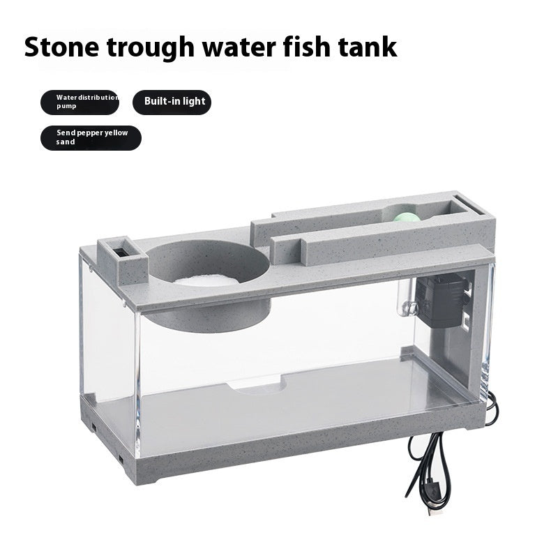KFX-4067517 Creative Small Fish Tank with Built-in Light and Mute Water Pump