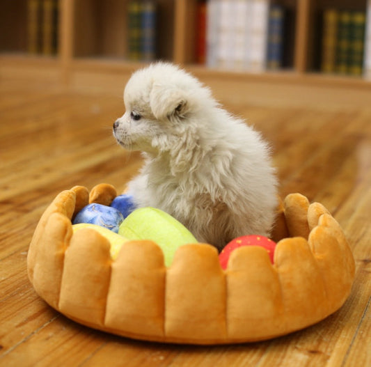 KFX-4069053 Cozy Winter Fruit Pie Pet Bed for Cats and Dogs, Washable Cushion 42x42cm