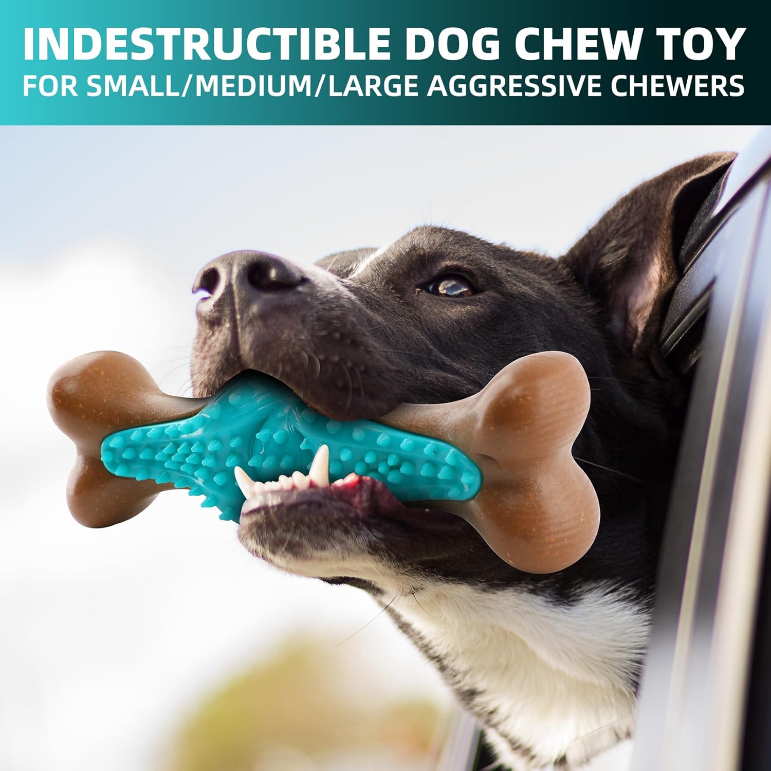 KFX-4071485 Durable Rubber Bone Chew Toy for Large Dogs, Ideal for Aggressive Chewers and Teething Support