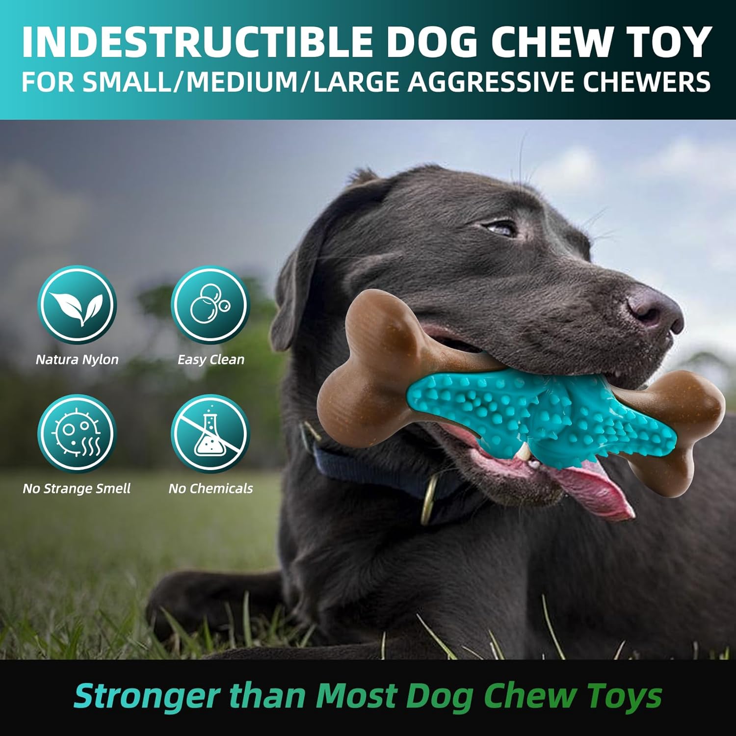 KFX-4071485 Durable Rubber Bone Chew Toy for Large Dogs, Ideal for Aggressive Chewers and Teething Support