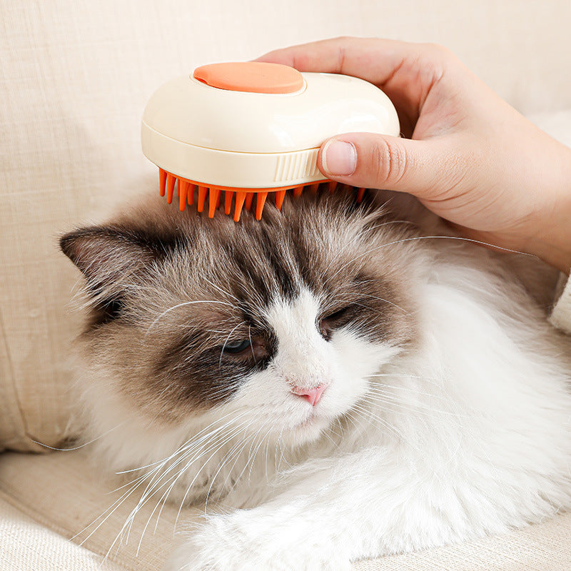 KFX-4071869 Electric Self-Cleaning Steam Grooming Brush for Cats and Dogs with Massage Feature in Avocado Design