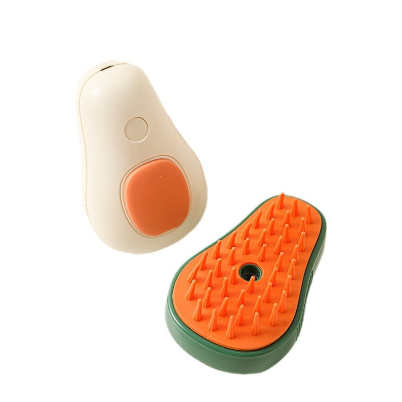 KFX-4071869 Electric Self-Cleaning Steam Grooming Brush for Cats and Dogs with Massage Feature in Avocado Design