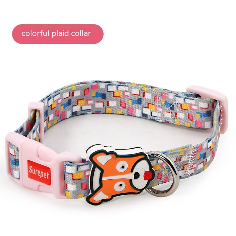 KFX-4071997 Latex Neck Protection Dog Collar - Bite-Proof Nylon Collar for Medium to Large Dogs, Stylish Patterns for All Seasons