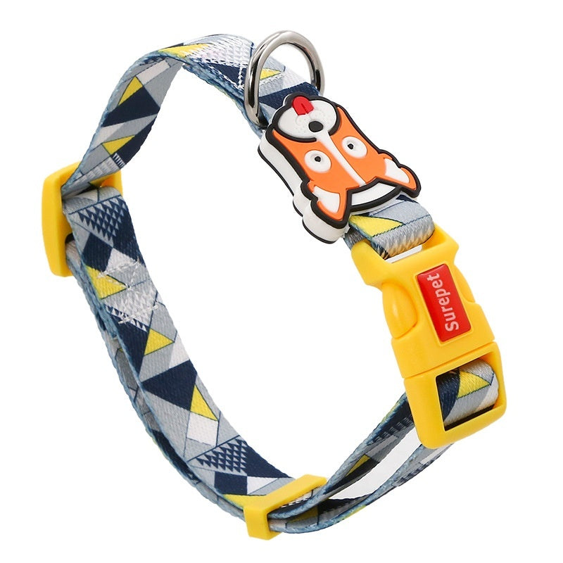 KFX-4071997 Latex Neck Protection Dog Collar - Bite-Proof Nylon Collar for Medium to Large Dogs, Stylish Patterns for All Seasons