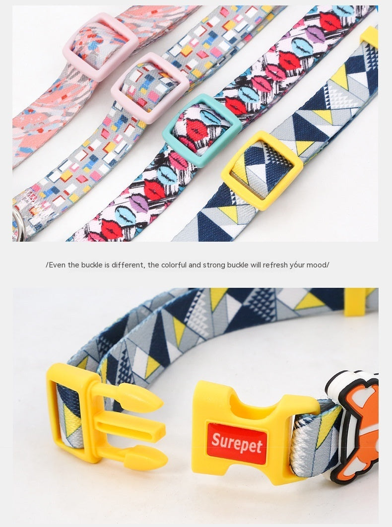 KFX-4071997 Latex Neck Protection Dog Collar - Bite-Proof Nylon Collar for Medium to Large Dogs, Stylish Patterns for All Seasons