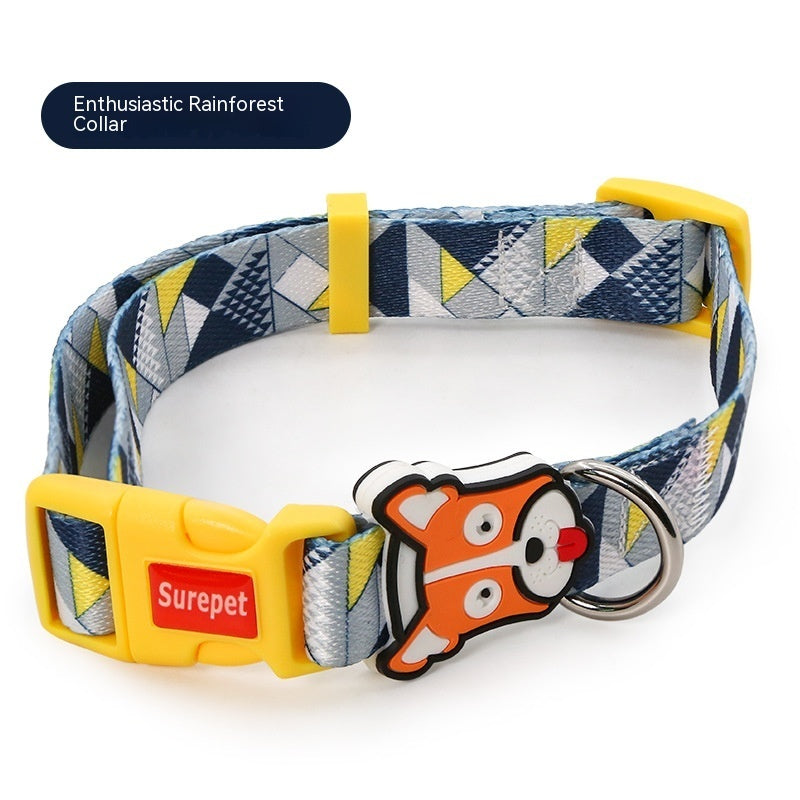 KFX-4071997 Latex Neck Protection Dog Collar - Bite-Proof Nylon Collar for Medium to Large Dogs, Stylish Patterns for All Seasons