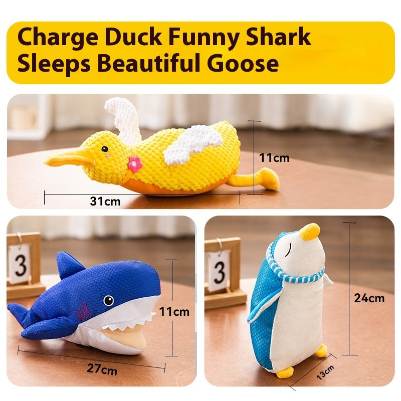 KFX-4072637 Bite-Resistant Molar Dog Toy Set – Funny Shark, Sleeping Goose & More