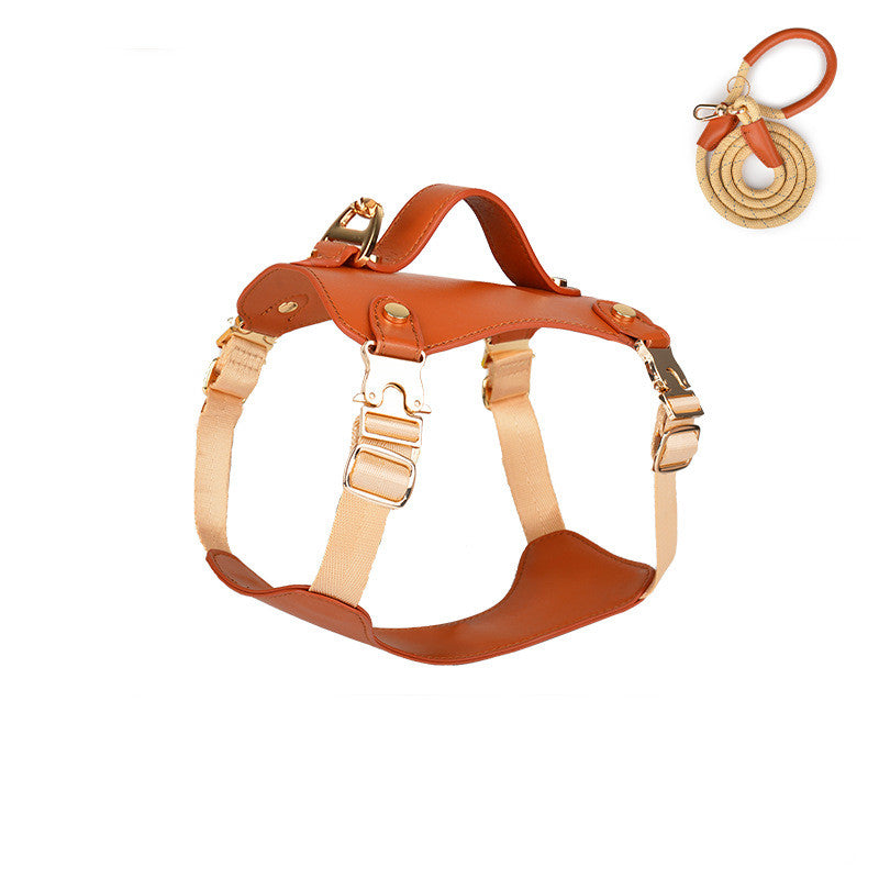 KFX-4073277 Outdoor Microfiber Dog Vest Leash Harness with Tow Rope for Pets Up to 2500kg