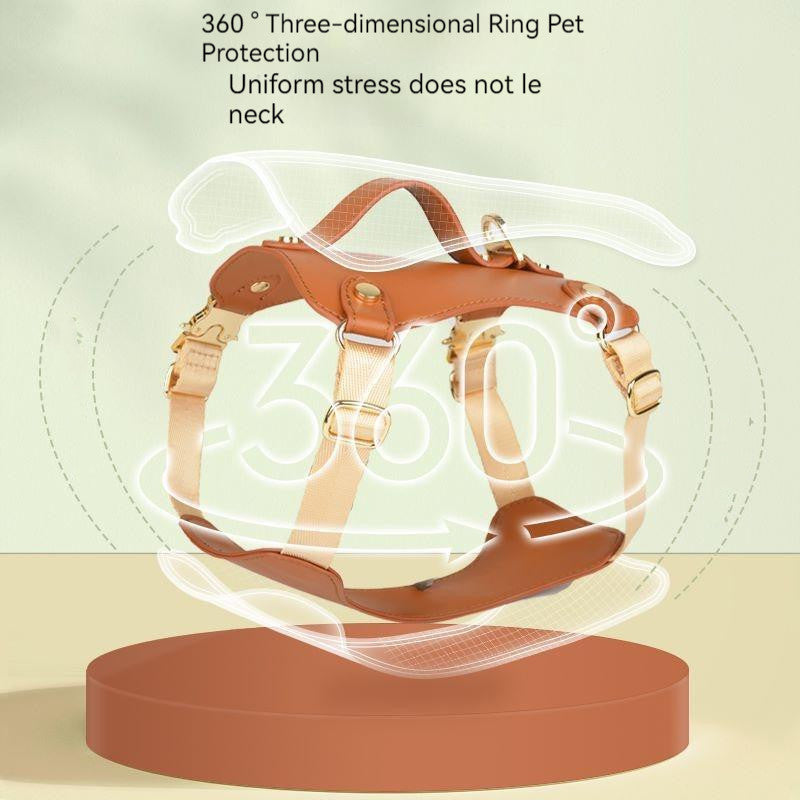 KFX-4073277 Outdoor Microfiber Dog Vest Leash Harness with Tow Rope for Pets Up to 2500kg