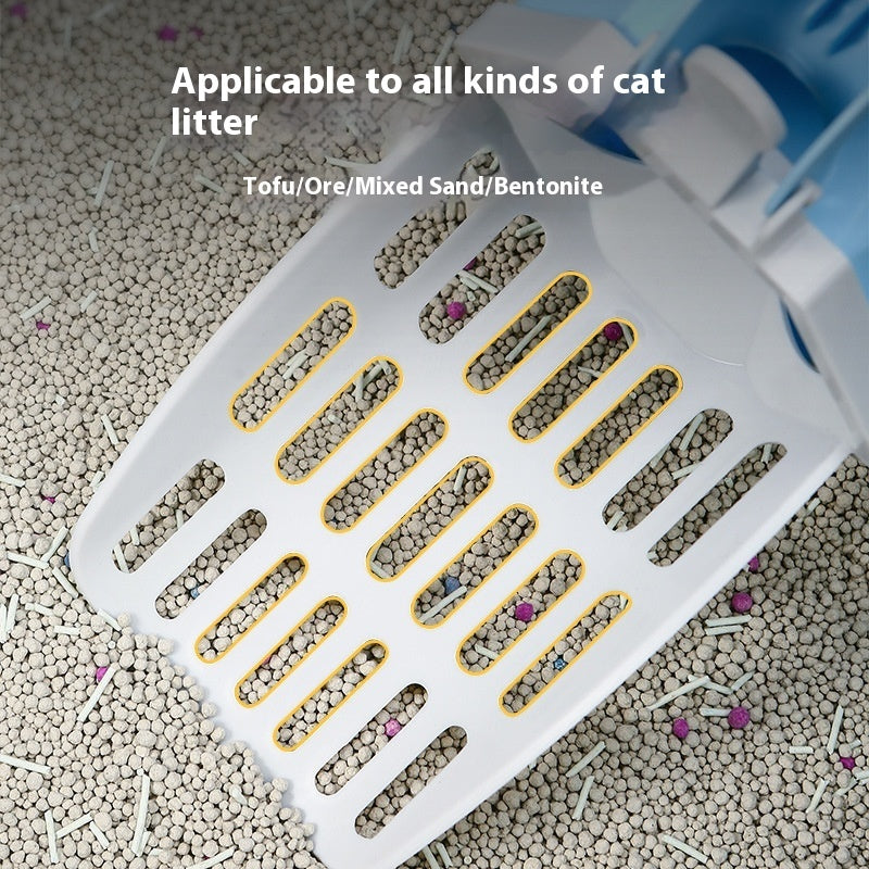 KFX-4075453 Large Capacity Cat Litter Scoop with Garbage Bag, Available in Gray, Orange, and Blue