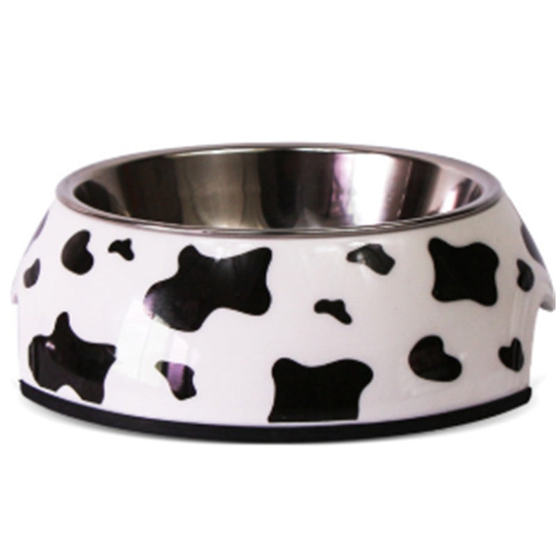KFX-4079933 Stainless Steel Pet Bowl Set with Melamine Base for Dogs and Cats in Assorted Designs