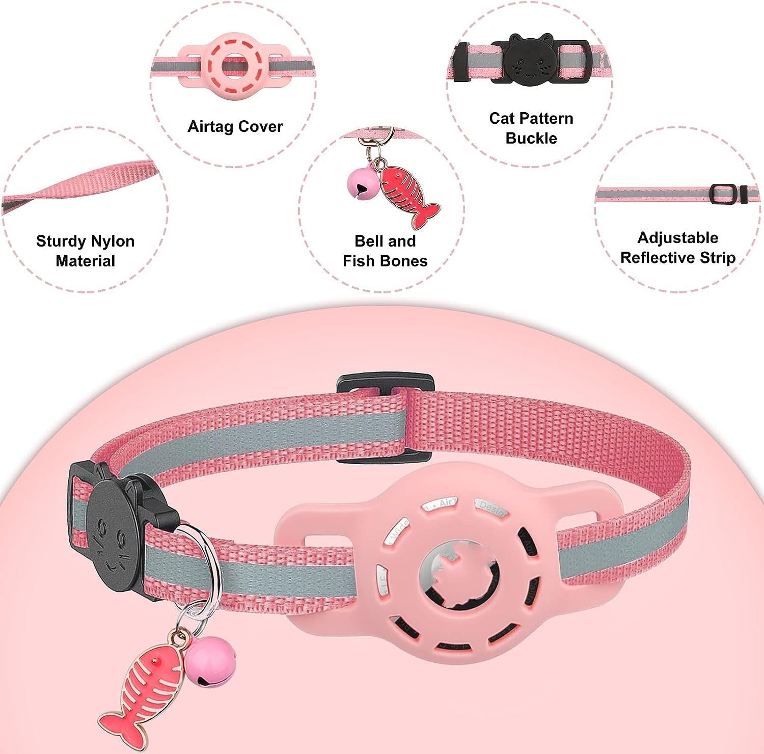 KFX-4081725 Pet Tracker Protective Case with Adjustable Neck Collar in Pink and Sky Blue
