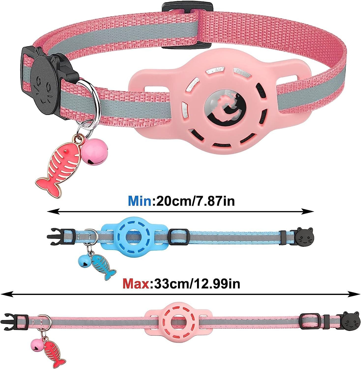 KFX-4081725 Pet Tracker Protective Case with Adjustable Neck Collar in Pink and Sky Blue