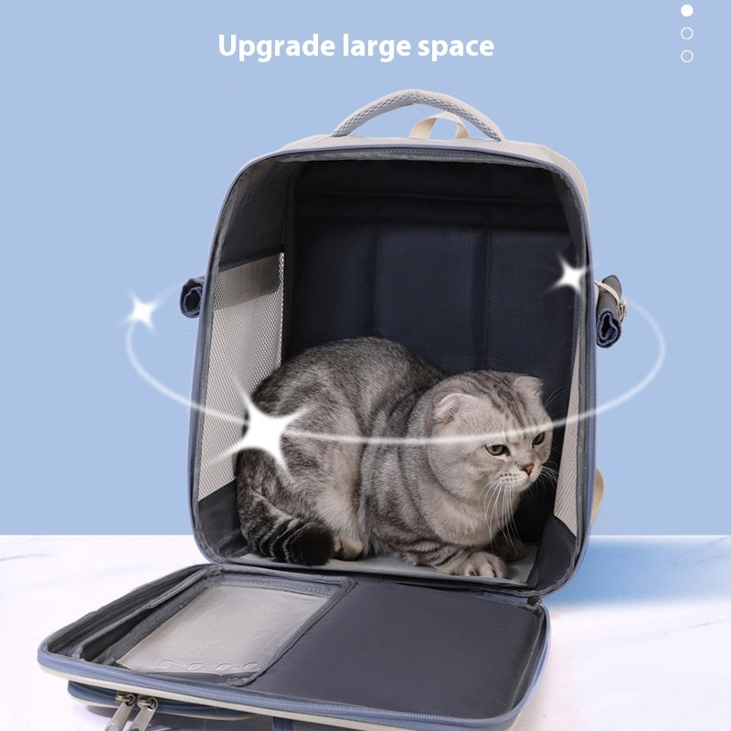 KFX-4081981 Portable Cat Backpack, Large Capacity, Anti-Stress Design, Breathable Canvas, Four Seasons Use