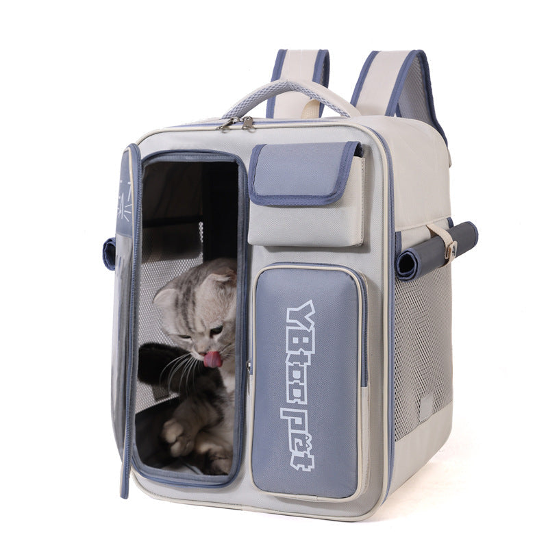KFX-4081981 Portable Cat Backpack, Large Capacity, Anti-Stress Design, Breathable Canvas, Four Seasons Use