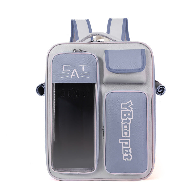 KFX-4081981 Portable Cat Backpack, Large Capacity, Anti-Stress Design, Breathable Canvas, Four Seasons Use