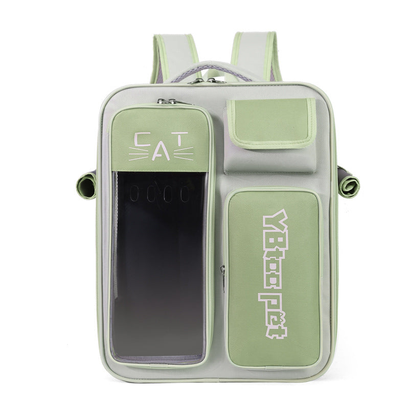 KFX-4081981 Portable Cat Backpack, Large Capacity, Anti-Stress Design, Breathable Canvas, Four Seasons Use