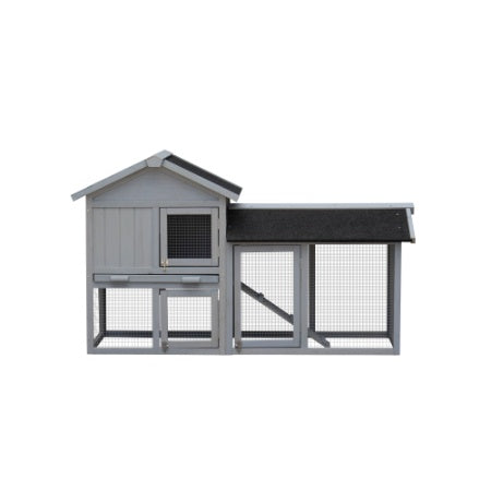 KFX-4083389 Outdoor Rabbit Hutch with Large Run Space and No Leak Tray for Small Animals