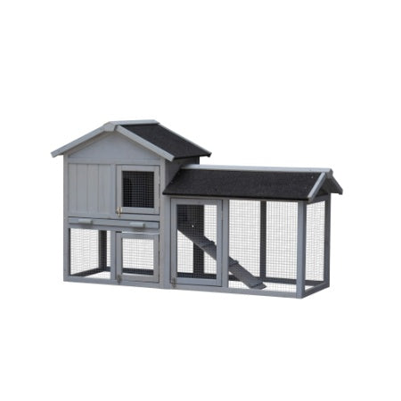 KFX-4083389 Outdoor Rabbit Hutch with Large Run Space and No Leak Tray for Small Animals