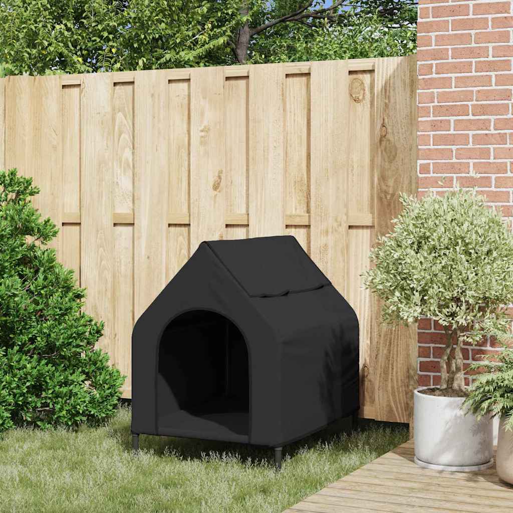 KFX-4085565 Weatherproof Black Oxford Dog House - Spacious Indoor/Outdoor Retreat for Pets