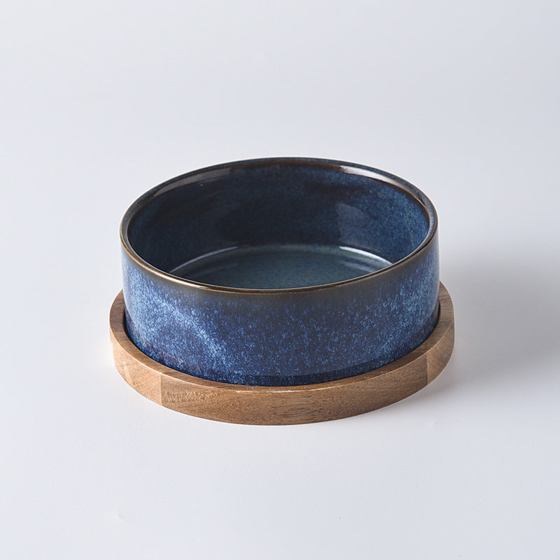 KFX-4085693 Ceramic Pet Double Bowl Anti-Tumble Design for Cats - 13cm & 15.5cm Size Options