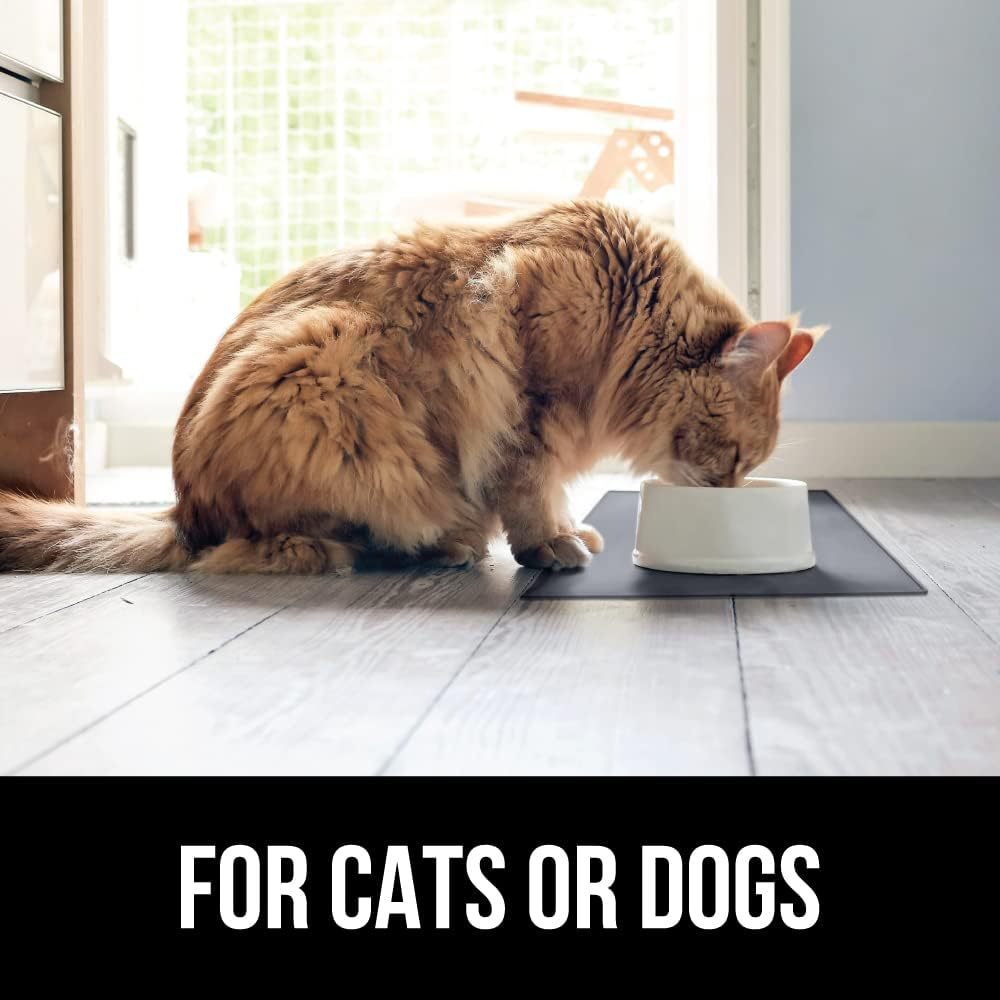KFX-4087357 Silicone Anti-Spill Placemat for Pets - Non-Slip, Available in Gray and Black, Multiple Sizes