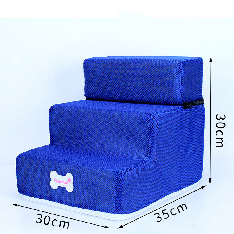 KFX-4088765 Pet Climbing Ladder with Breathable Mesh and High-Resilience Sponge, Detachable Design, 35x30x30CM