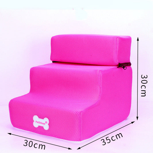 KFX-4088765 Pet Climbing Ladder with Breathable Mesh and High-Resilience Sponge, Detachable Design, 35x30x30CM