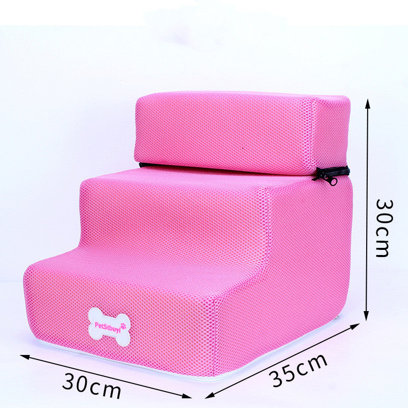 KFX-4088765 Pet Climbing Ladder with Breathable Mesh and High-Resilience Sponge, Detachable Design, 35x30x30CM