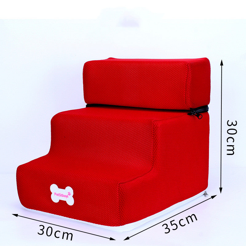 KFX-4088765 Pet Climbing Ladder with Breathable Mesh and High-Resilience Sponge, Detachable Design, 35x30x30CM