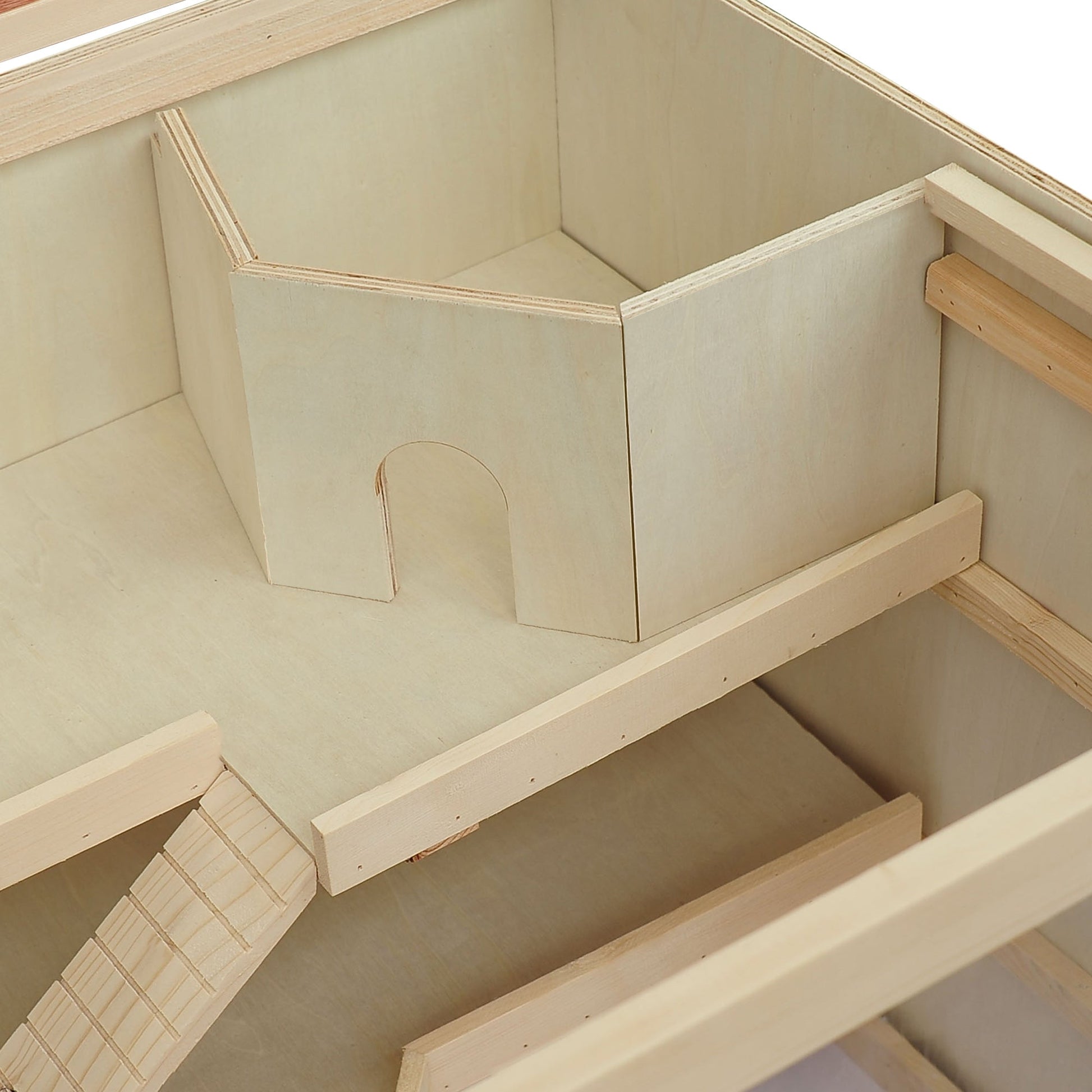 KFX-4089149 Extra Large 45" Wooden Hamster Cage with Multi-Tier Levels, Opening Roof, and PVC Window for Small Animals