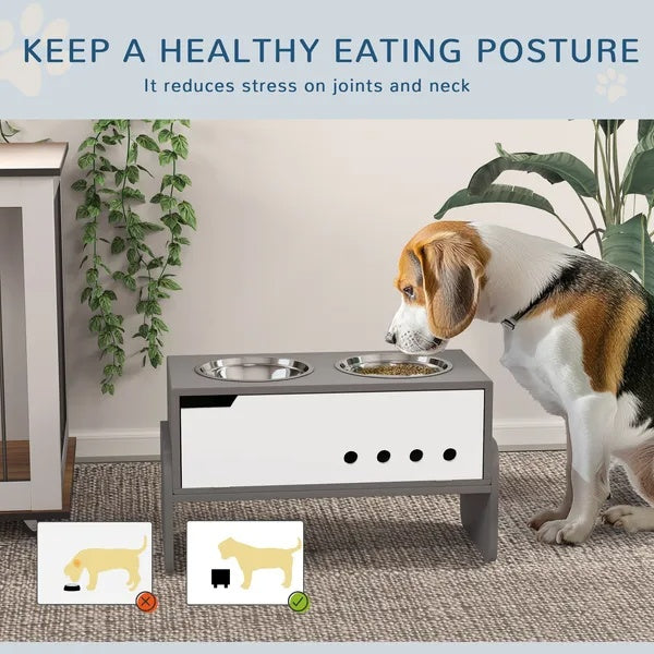 KFX-4089277 Adjustable Elevated Dog Bowl Stand with Slow Feeder Mat for Medium to Extra Large Dogs