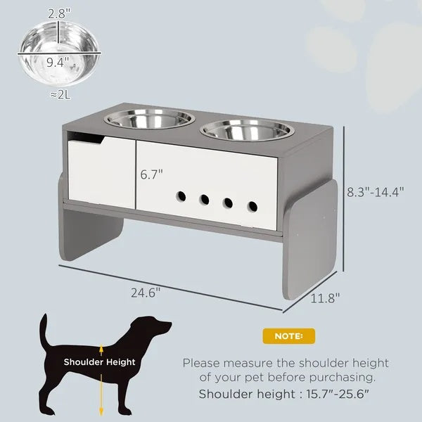KFX-4089277 Adjustable Elevated Dog Bowl Stand with Slow Feeder Mat for Medium to Extra Large Dogs