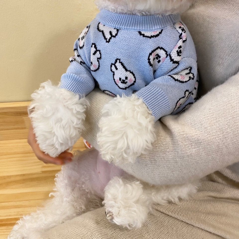 KFX-4090045 Cozy Rabbit Sweater for Small Puppies - Lightweight Casual Pet Clothing