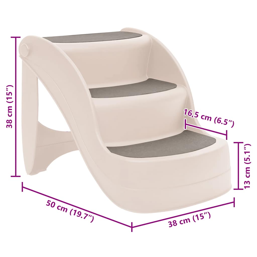 KFX-4090557 Cream 3-Step Foldable Dog Staircase for Easy Access to Cars and Sofas