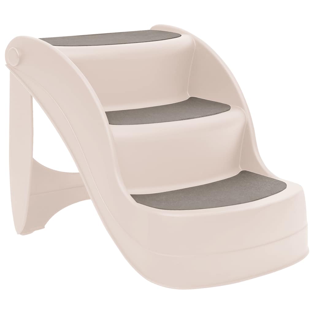KFX-4090557 Cream 3-Step Foldable Dog Staircase for Easy Access to Cars and Sofas