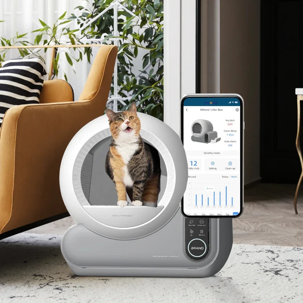 KFX-409107 100L Eco-Friendly Automatic Self-Cleaning Cat Litter Box with Odor Control and App Monitoring