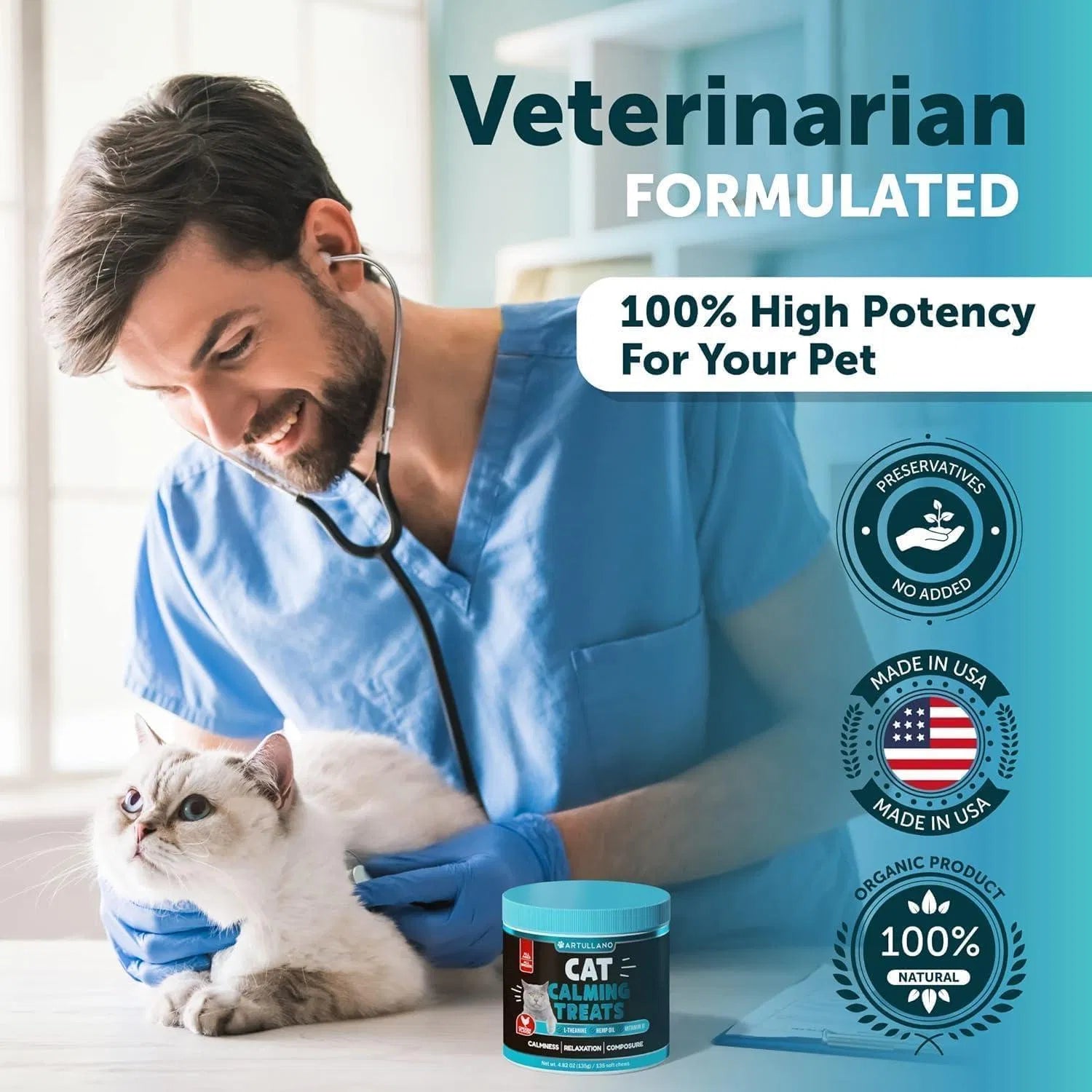 KFX-4091325 Calming Hemp Treats for Cats with Melatonin – Stress and Anxiety Relief Chews for Relaxation