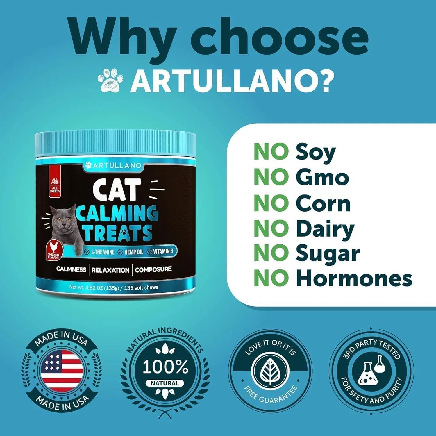 KFX-4091325 Calming Hemp Treats for Cats with Melatonin – Stress and Anxiety Relief Chews for Relaxation