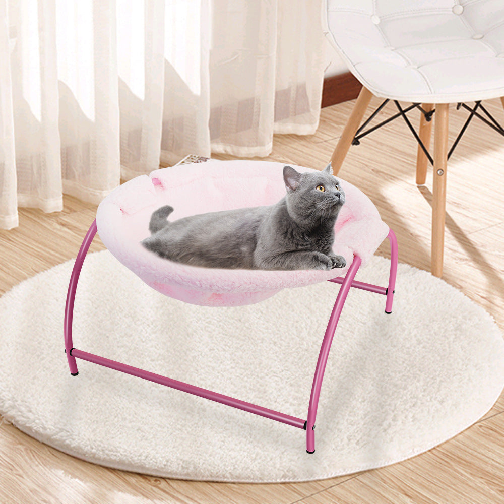 KFX-4092861 Cat Hammock Bed for Deep Sleep – Comfortable Hanging Basket with Washable Plush Cover and Iron Frame